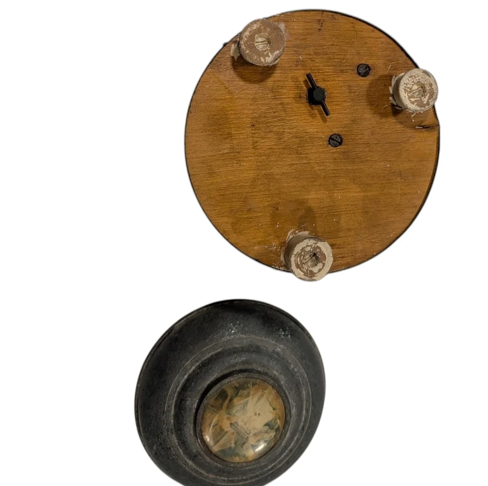 Antique Wind Up Music Powder Box With Victorian Imagery On Lid. Works.